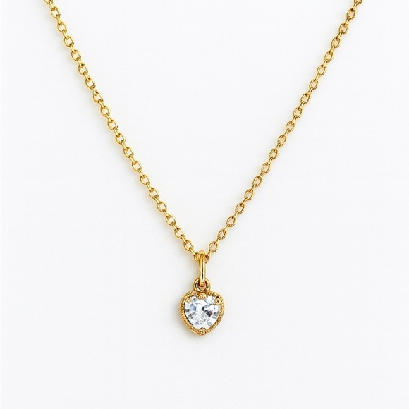 Zara Jewelry - Minimalist Gold Heart Pendant Necklace With Cubic Zirconia